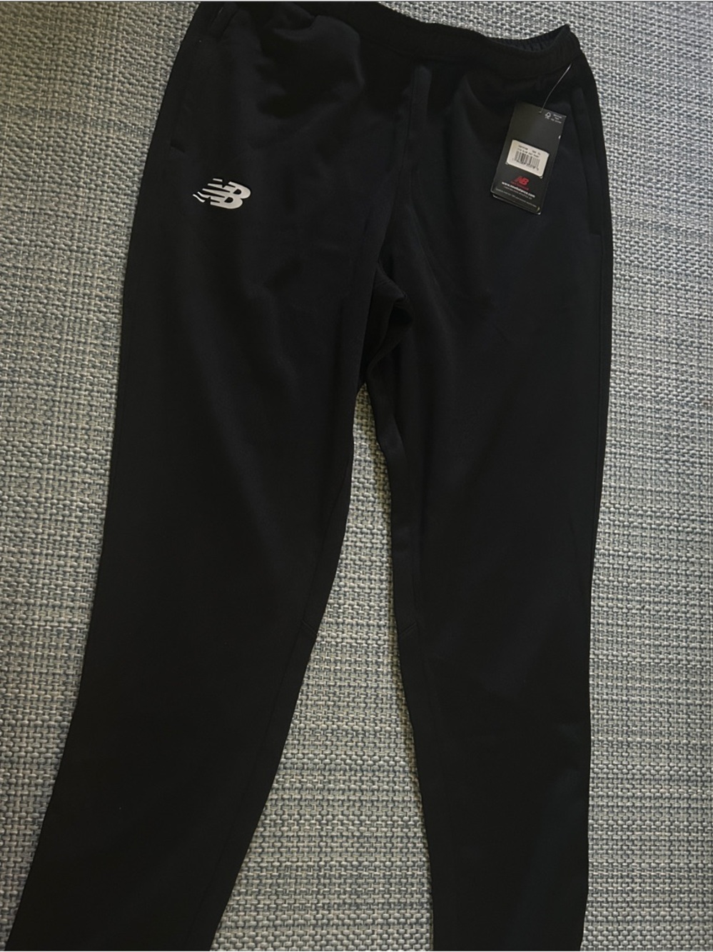 New Balance Black Performance Track Pants with White Logo